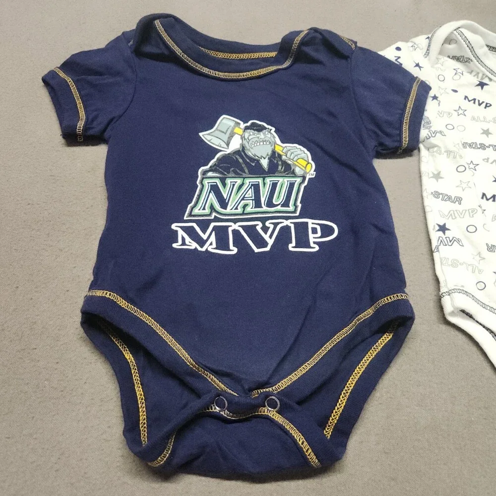 Pro Edge NAU MVP Infant Bodysuit 3-6M Navy White 100% Cotton Graphic Print Baby